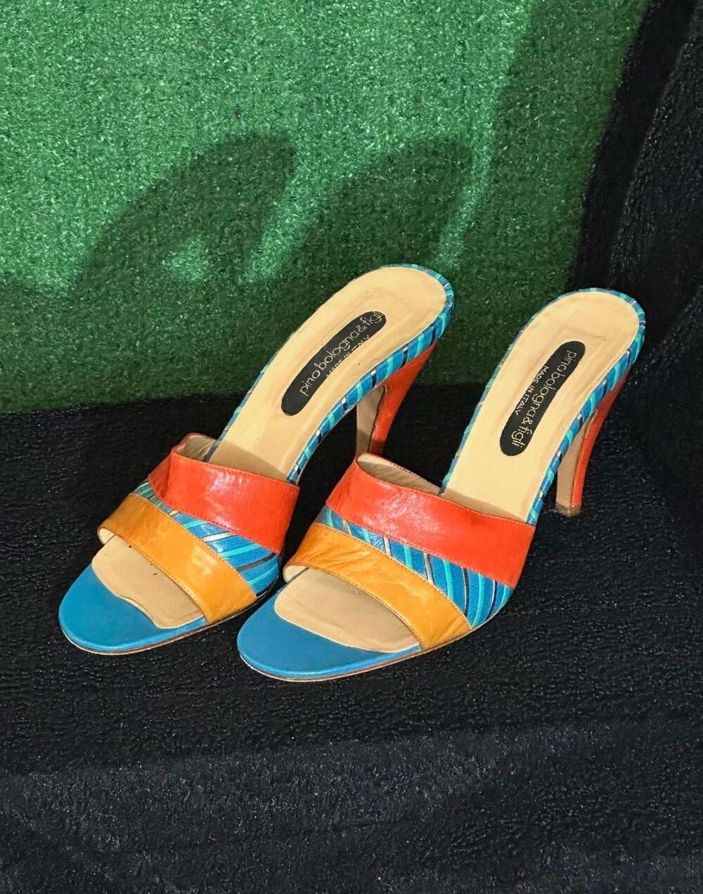 Pino Bologna & Figli multicolor leather slide heels made in Italy